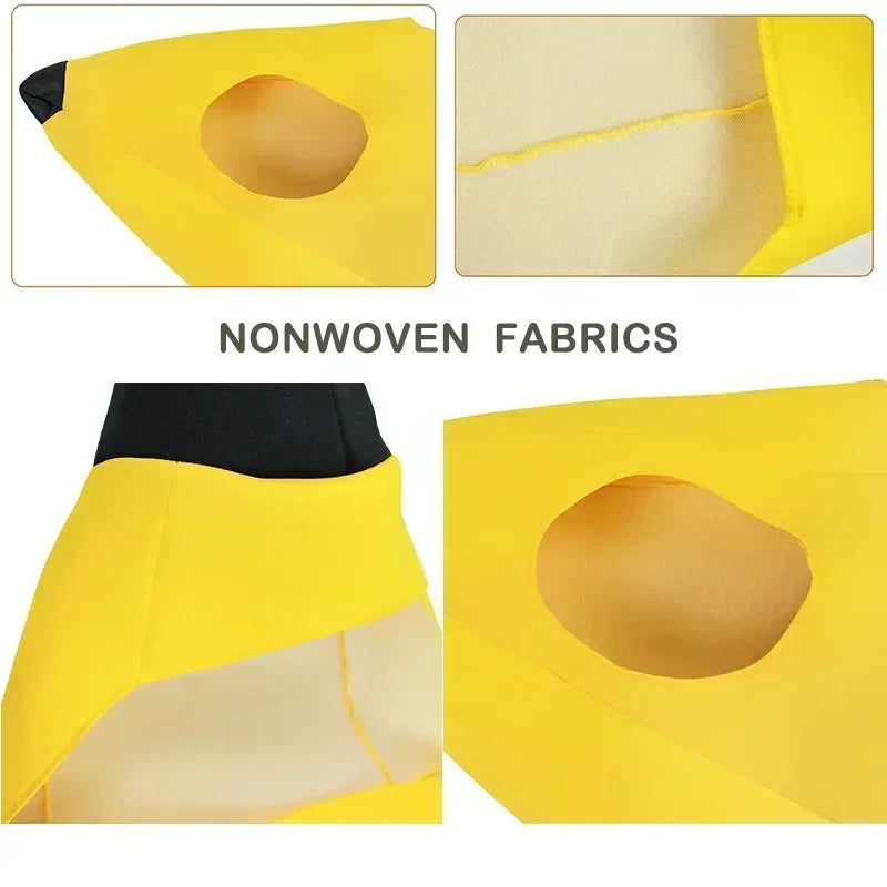 Halloween Banana Costume Funny Couple Outfit for Adults and Kids Fruit Vegetable Cosplay Fancy Dress for Carnival Party Decor