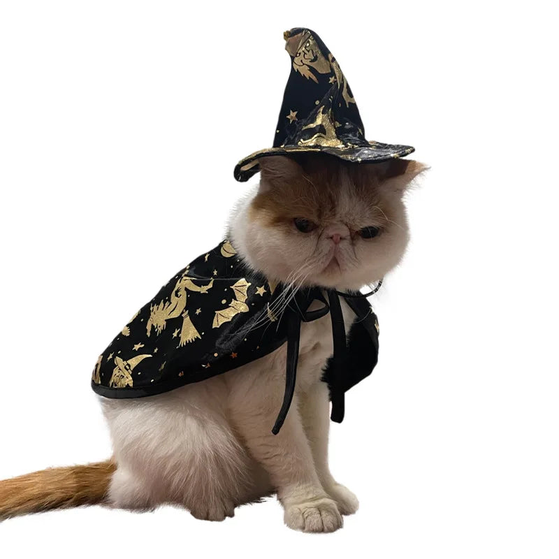 Pet Halloween Costumes Dogs Cats Halloween Witch Pet Costume Cape Hat Halloween Vampire Cloak Wizard Cat Cosplay Clothes Apparel
