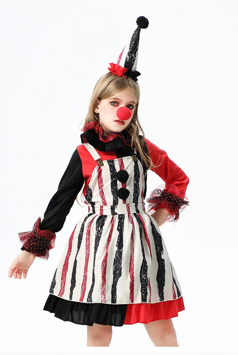 Halloween children's costume; funny dress-up clothes; horror doll; soul-stealing clown outfit; little girl's carnival dress