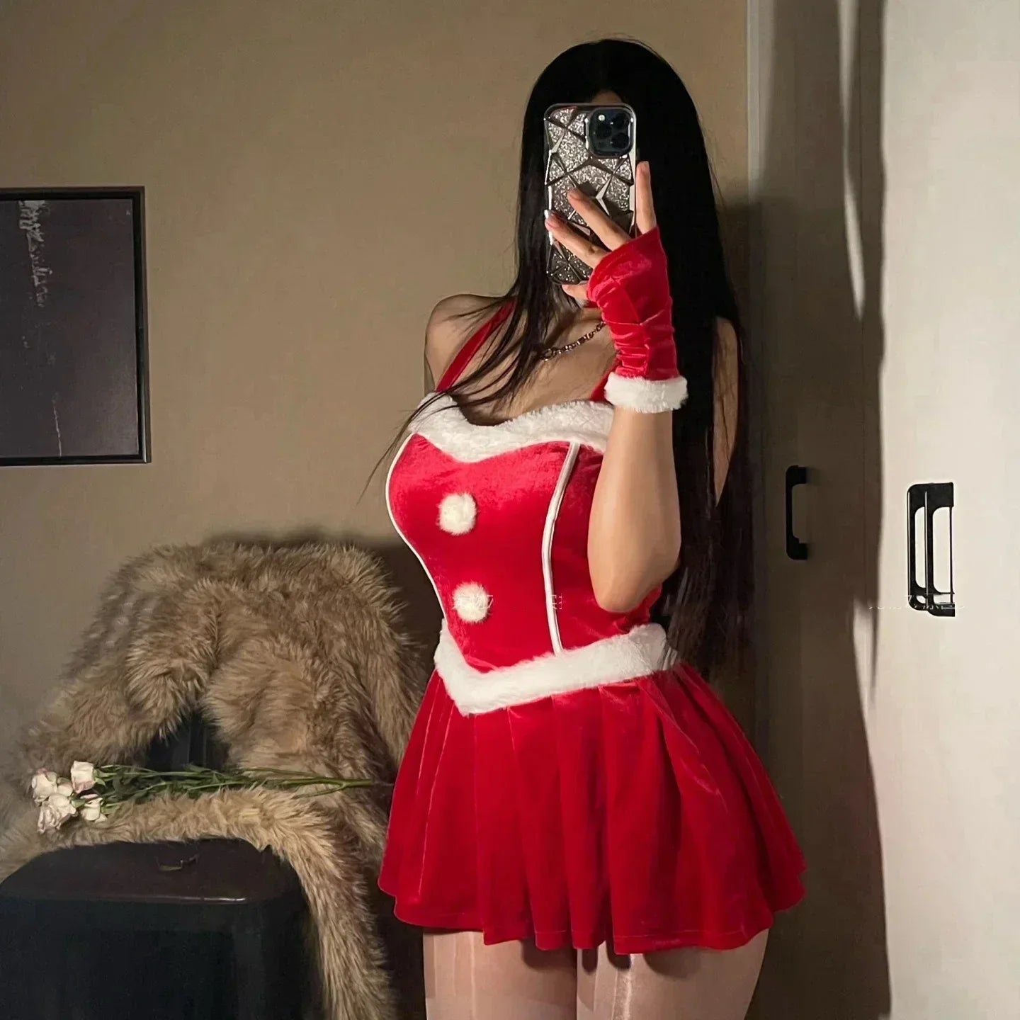 2025 Halloween Tenue de noël Super Sexy, renne rouge, Costume de père noël, Rudolph, Costume de fête de vacances