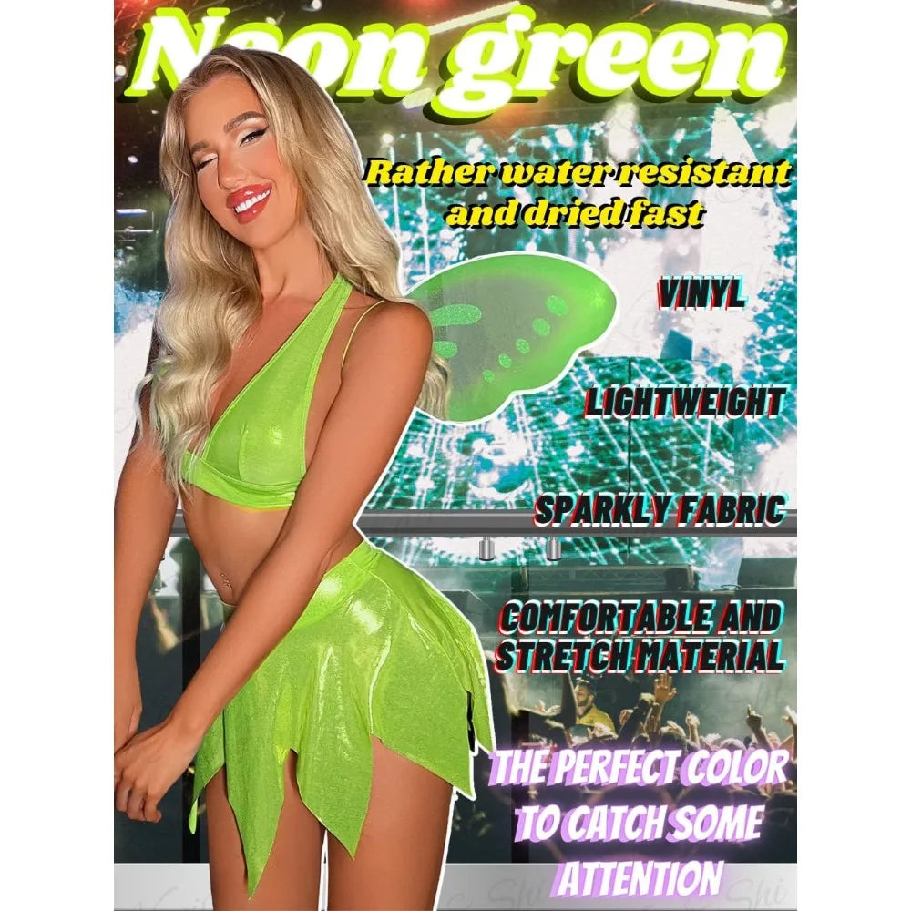 Sexy Fairy Halloween Costumes for Women, Butterfly Wings Cosplay Rave Outfits, 3 Piece Elf Princess Role Play, Cosplay Costumes