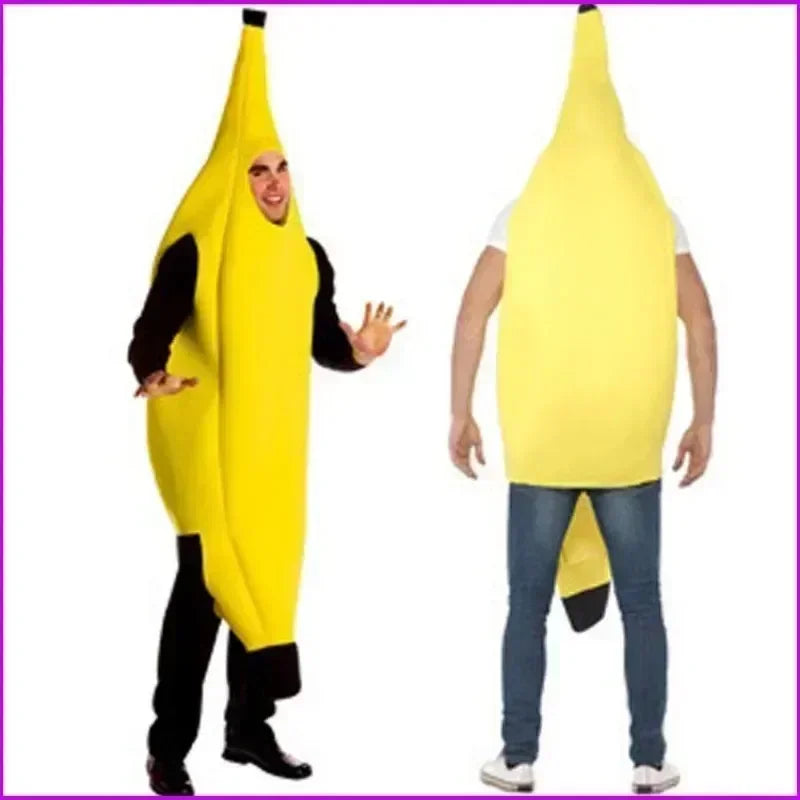 Halloween Banana Costume Funny Couple Outfit for Adults and Kids Fruit Vegetable Cosplay Fancy Dress for Carnival Party Decor