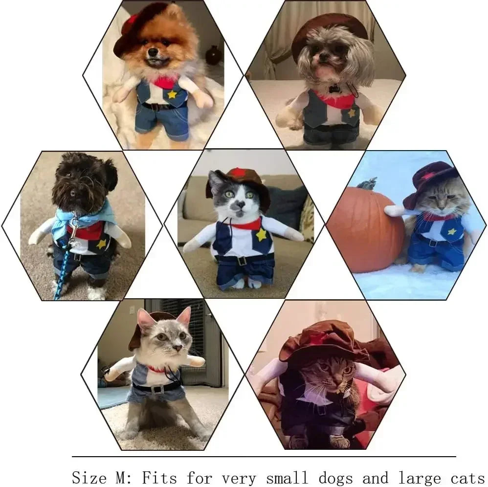 Funny Pet Dog Cat Halloween Costume Pet Clothes Gift Dog Cowboy Clothes Pet Dog Costumes for Small Dogs Cosplay Cat Accessories
