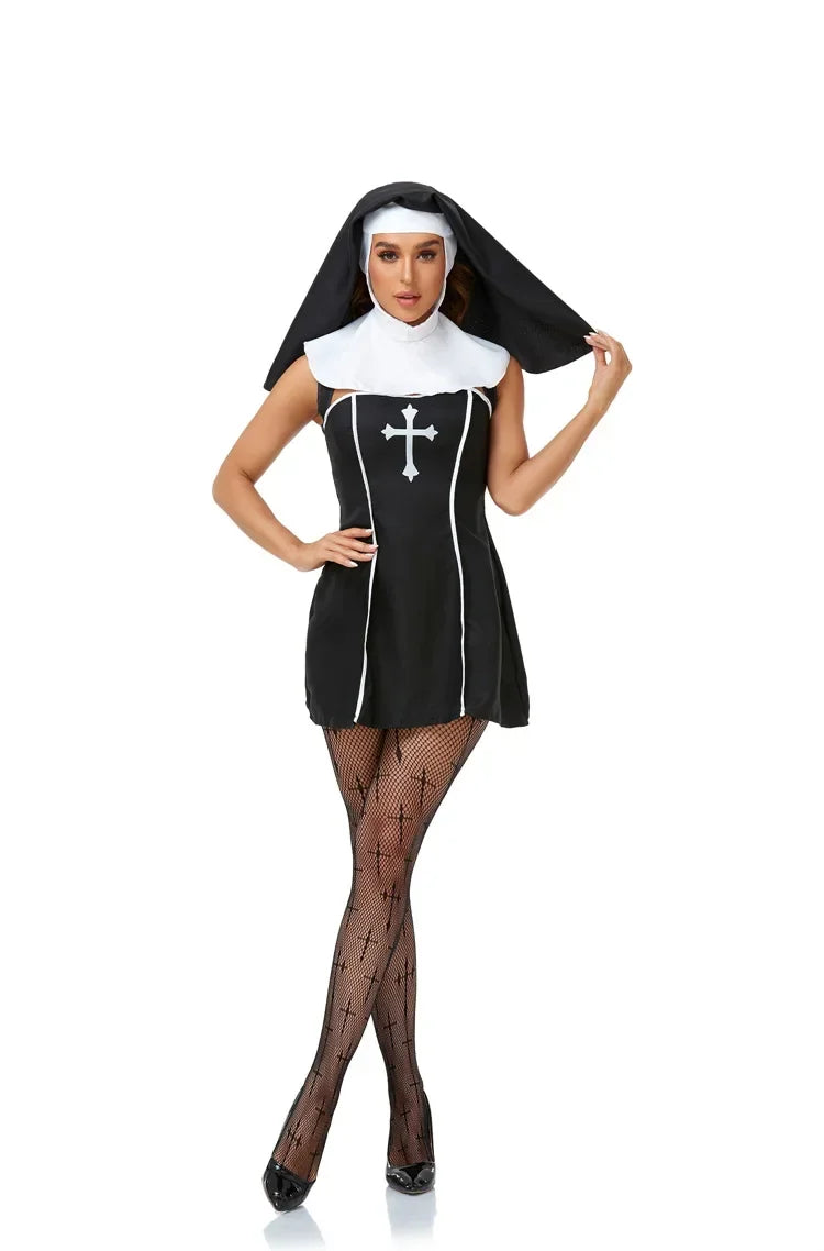 Easter Halloween Cosplay Party Costume Adult Sexy Nun Role Play Stage Fancy Party Dress