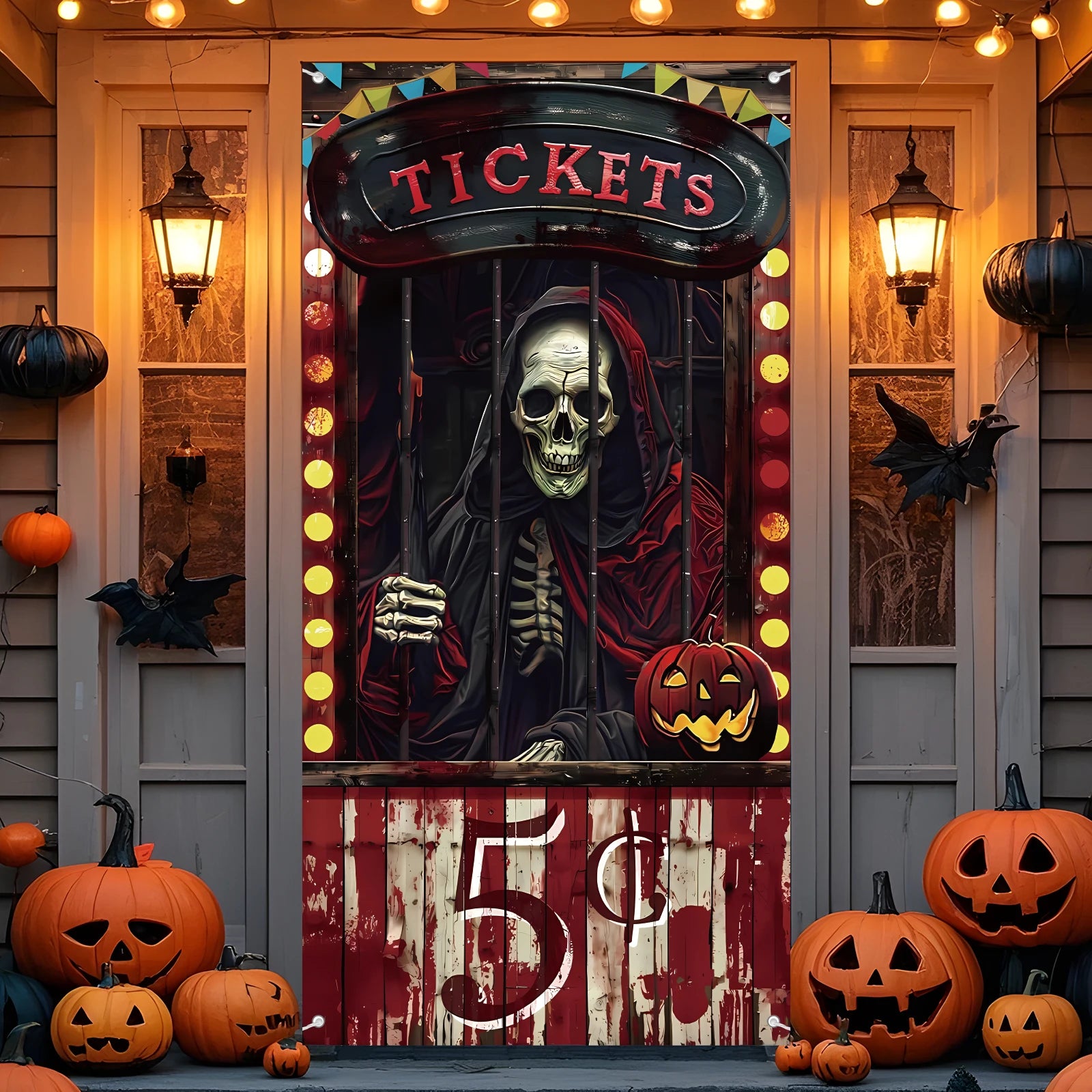 Halloween Door Decorations Halloween Door Cover Evil Circus Bloody Backdrop Creepy Banner Party Supplies Sign Carnival Front