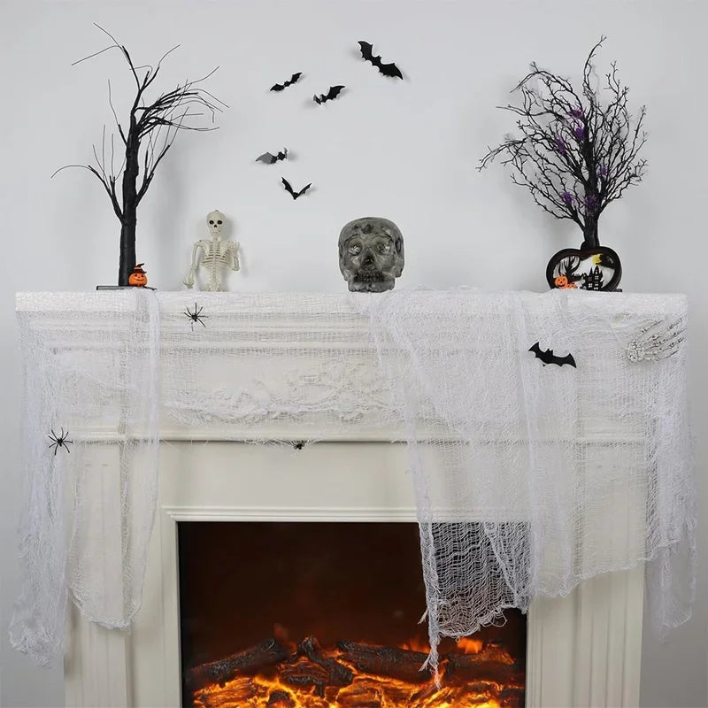 Horror Halloween Party Decoration Haunted Houses Doorway Outdoors Decorations White Creepy Cloth Scary Gauze Gothic Props