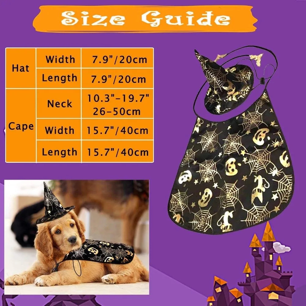 Cool Pumpkin Pet Halloween Costumes Cape Adjustable Bat Cats Cosplay Clothes Soft Black Halloween Dog Cloak Hat Cats