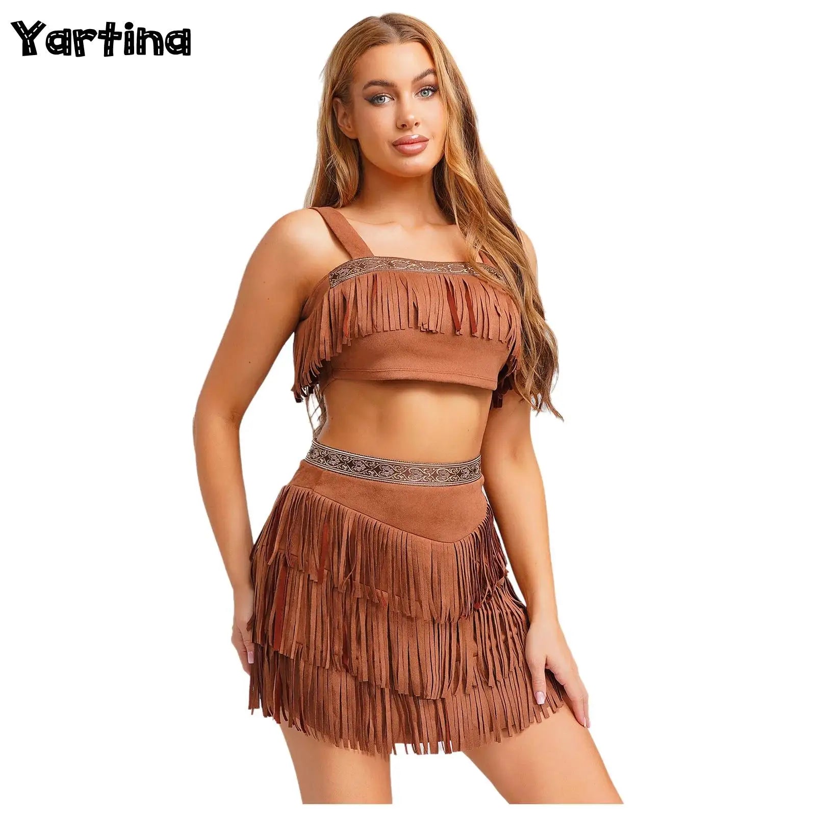 Womens Indian Indigenous Halloween Costumes Halloween Native American Jungle Savage Hunter Native Princess Cosplay Party Outfits