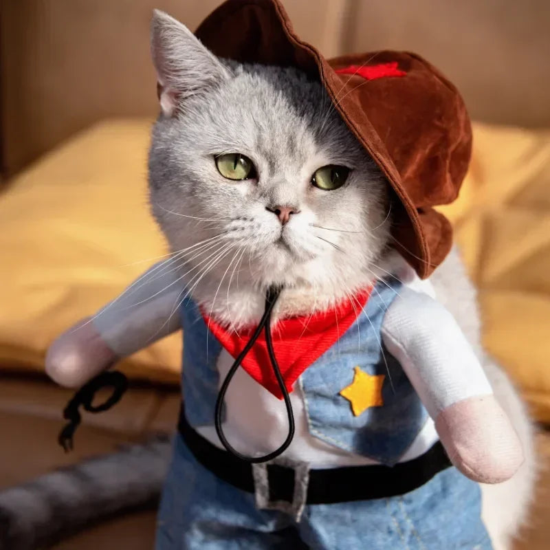Funny Pet Dog Cat Halloween Costume Pet Clothes Gift Dog Cowboy Clothes Pet Dog Costumes for Small Dogs Cosplay Cat Accessories
