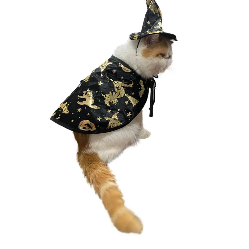 Pet Halloween Costumes Dogs Cats Halloween Witch Pet Costume Cape Hat Halloween Vampire Cloak Wizard Cat Cosplay Clothes Apparel