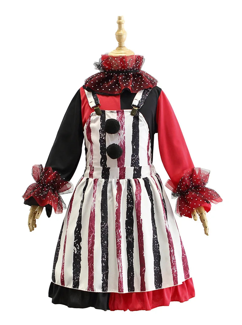 Halloween children's costume; funny dress-up clothes; horror doll; soul-stealing clown outfit; little girl's carnival dress