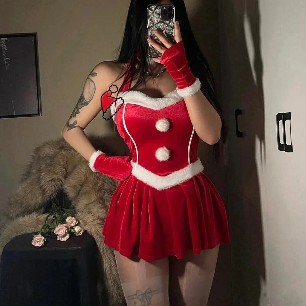 2025 Halloween Tenue de noël Super Sexy, renne rouge, Costume de père noël, Rudolph, Costume de fête de vacances