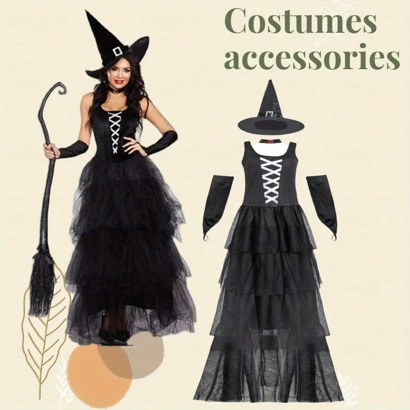 Halloween Witch Costume Witch Uniform Cosplay Masquerade Performance Outfit Costumes Accessories