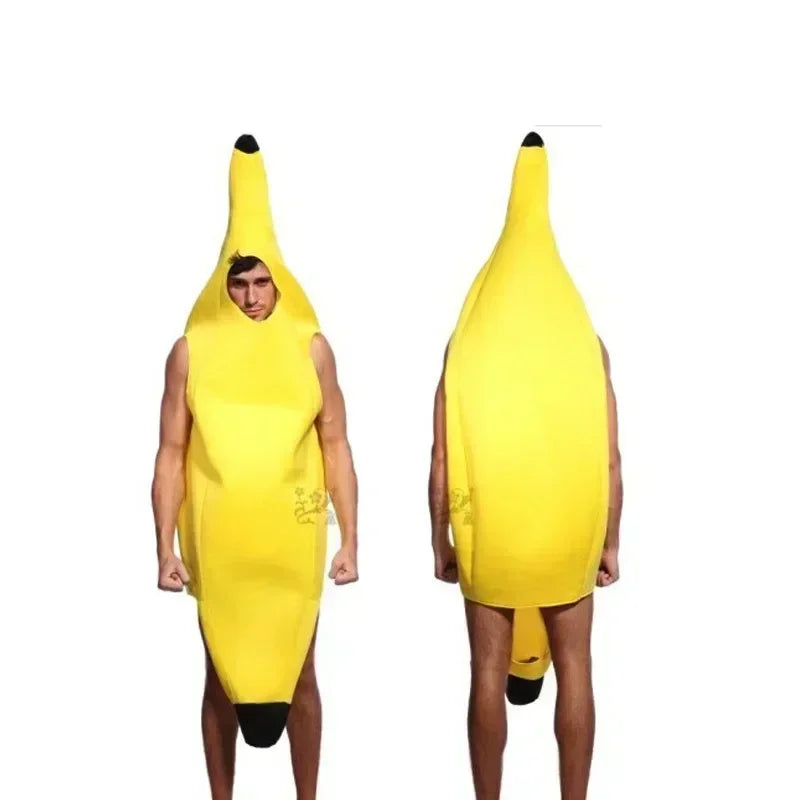 Halloween Banana Costume Funny Couple Outfit for Adults and Kids Fruit Vegetable Cosplay Fancy Dress for Carnival Party Decor