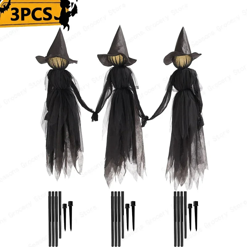 Halloween Decorations Outdoor Large Light up Holding Hands Witches Witch Decorations for Outdoor Garden Yard Lawn Haunted House