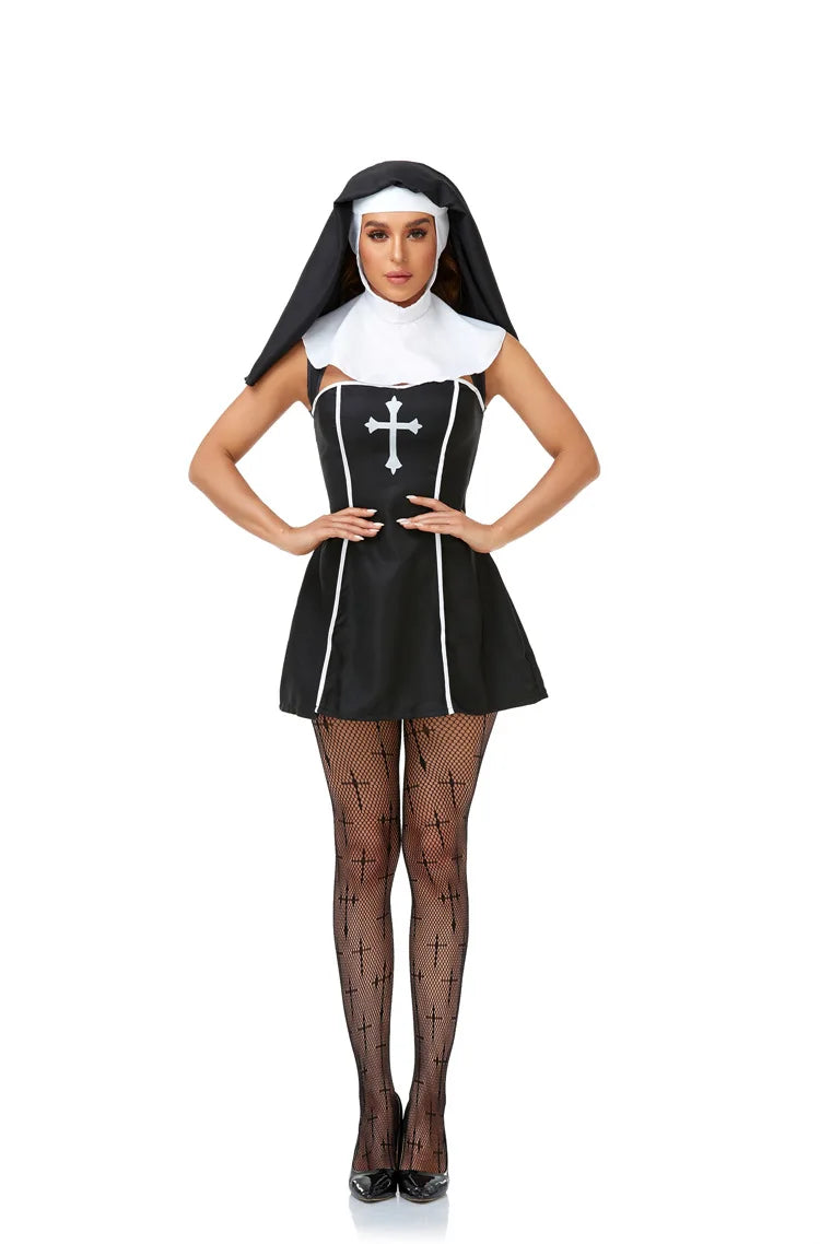 Easter Halloween Cosplay Party Costume Adult Sexy Nun Role Play Stage Fancy Party Dress