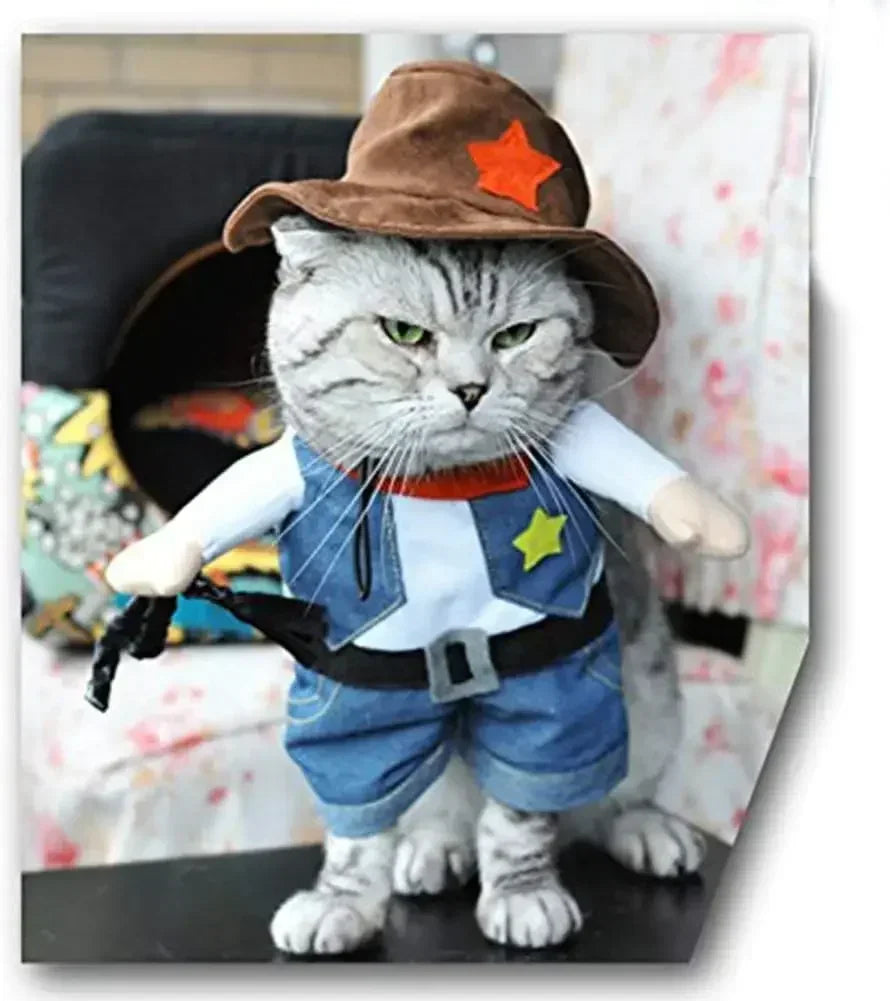 Funny Pet Dog Cat Halloween Costume Pet Clothes Gift Dog Cowboy Clothes Pet Dog Costumes for Small Dogs Cosplay Cat Accessories