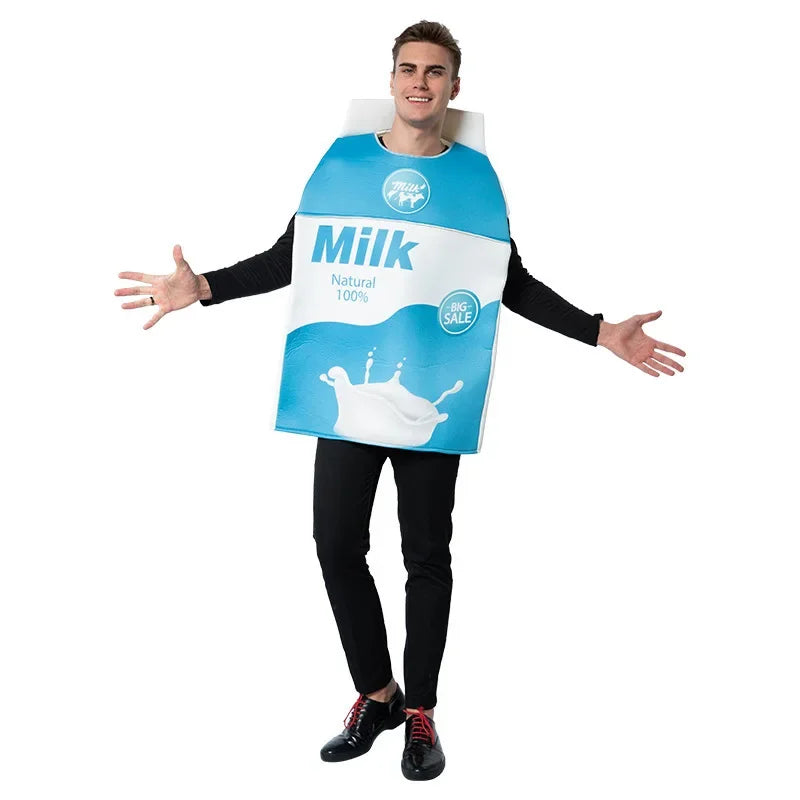 2pcs Halloween Couple Play Costume Milk Cookie Set Bar Party Stage Show Food Costume # 1 # W.