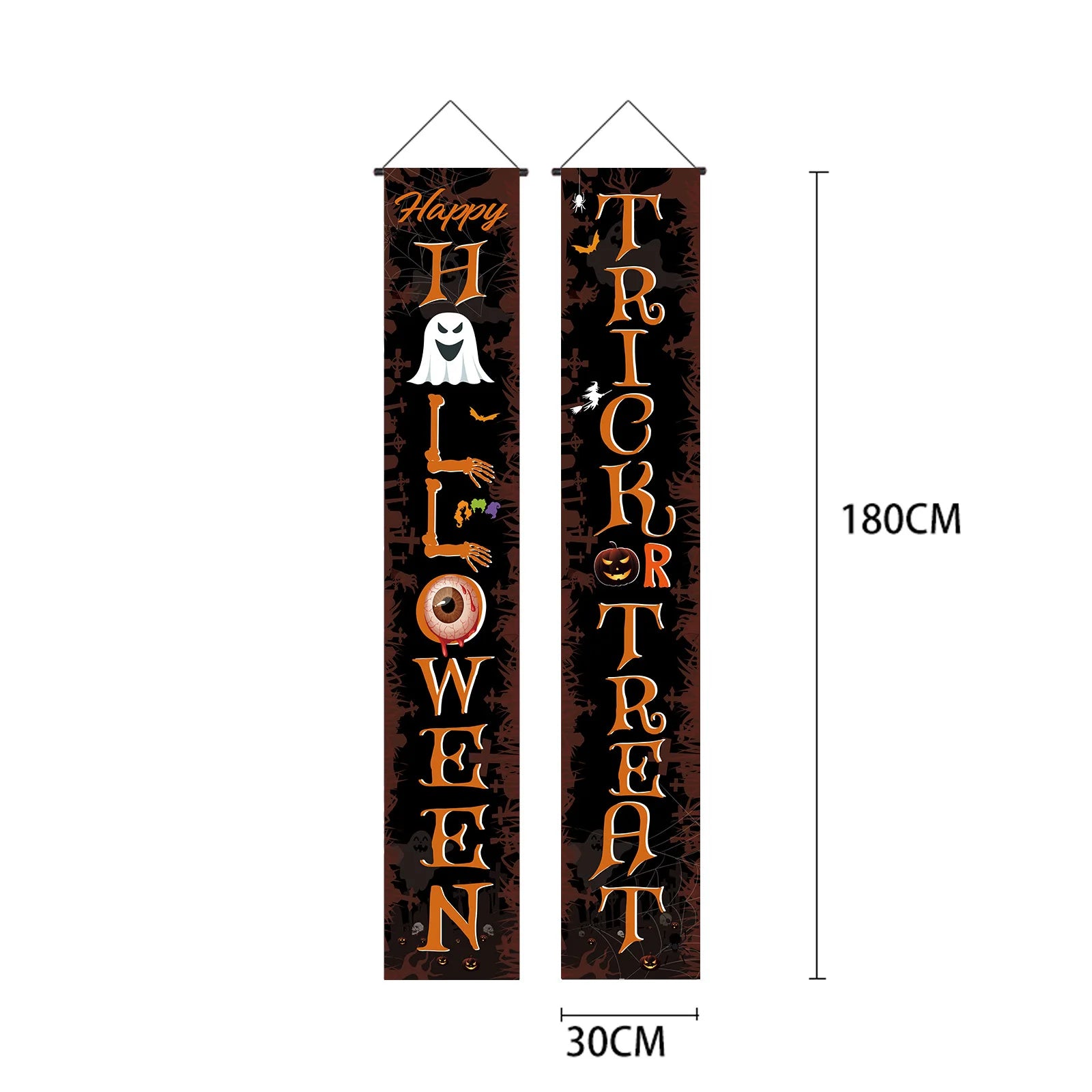 Halloween Haunted House Door Decorations, Spooky Spider Web & Ghostly Atmosphere Flags, Perfect for Halloween Party Decoration