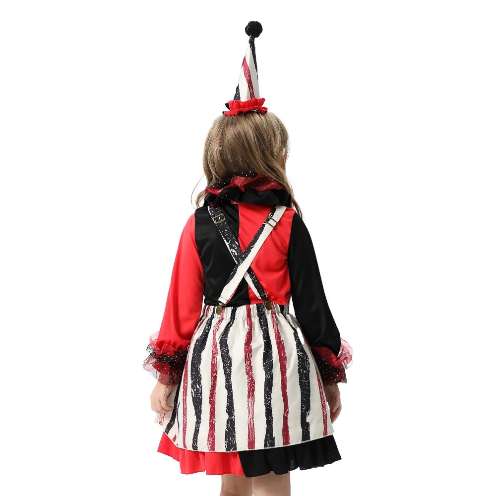 Halloween children's costume; funny dress-up clothes; horror doll; soul-stealing clown outfit; little girl's carnival dress