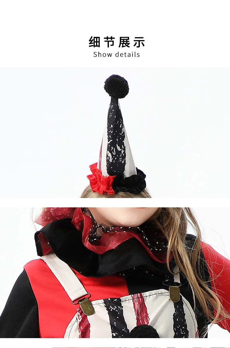 Halloween children's costume; funny dress-up clothes; horror doll; soul-stealing clown outfit; little girl's carnival dress