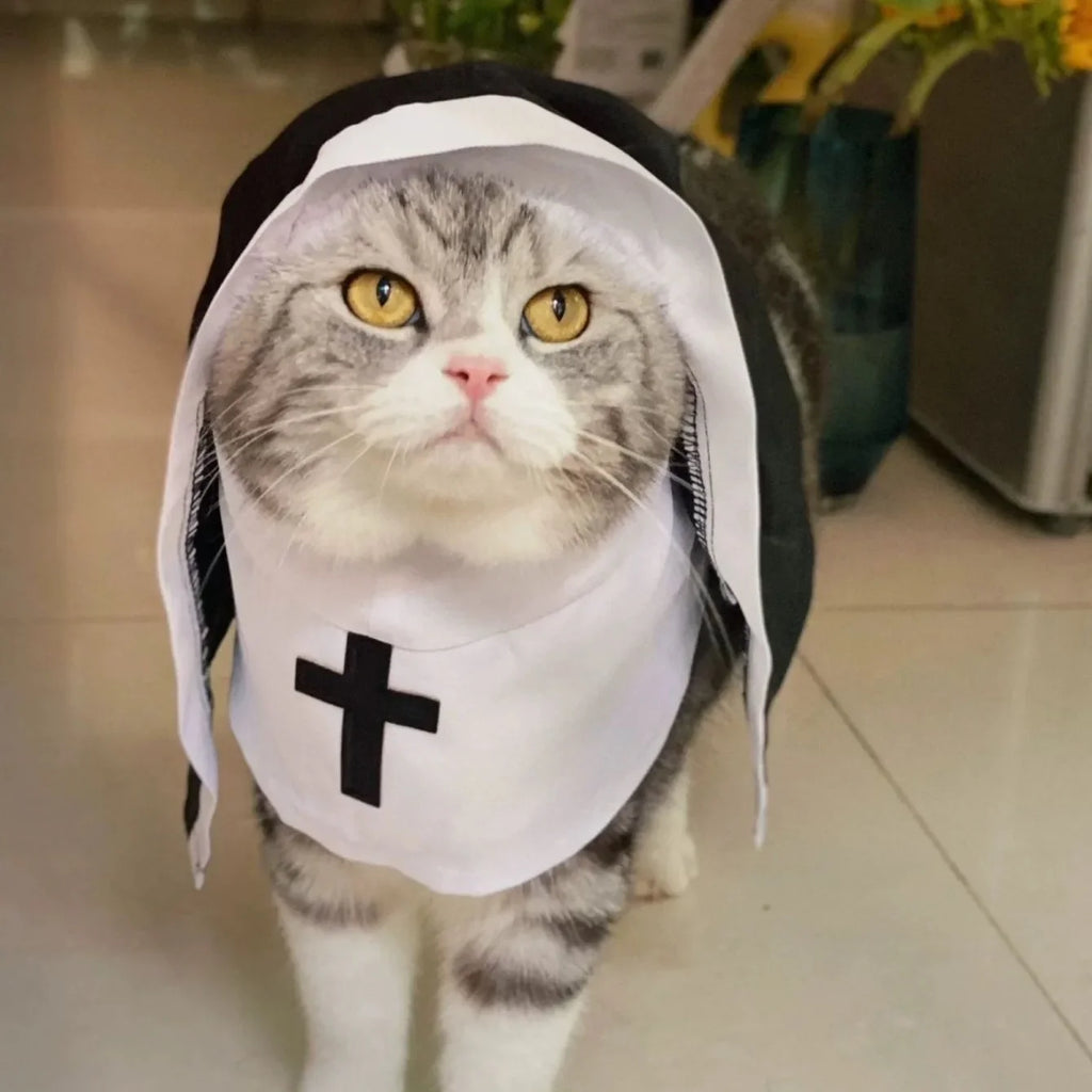Ins Halloween Cat Costume Pet Clothing Breathable Nun Cloak Cosplay Dress Photo Props Kawaii Kitten Puppy Cute Accessoties Gift