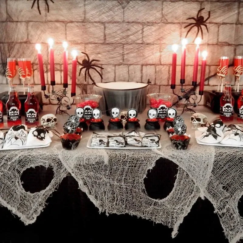 Horror Halloween Party Decoration Haunted Houses Doorway Outdoors Decorations White Creepy Cloth Scary Gauze Gothic Props