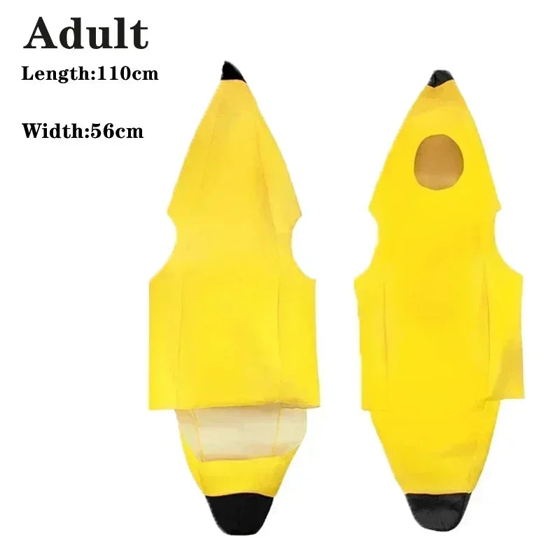 Halloween Banana Costume Funny Couple Outfit for Adults and Kids Fruit Vegetable Cosplay Fancy Dress for Carnival Party Decor