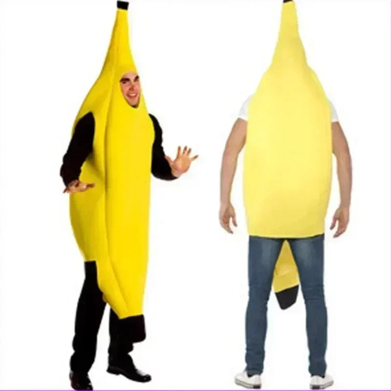Halloween Banana Costume Funny Couple Outfit for Adults and Kids Fruit Vegetable Cosplay Fancy Dress for Carnival Party Decor
