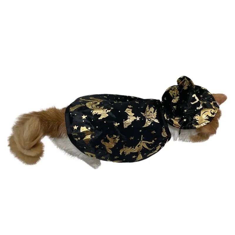 Pet Halloween Costumes Dogs Cats Halloween Witch Pet Costume Cape Hat Halloween Vampire Cloak Wizard Cat Cosplay Clothes Apparel