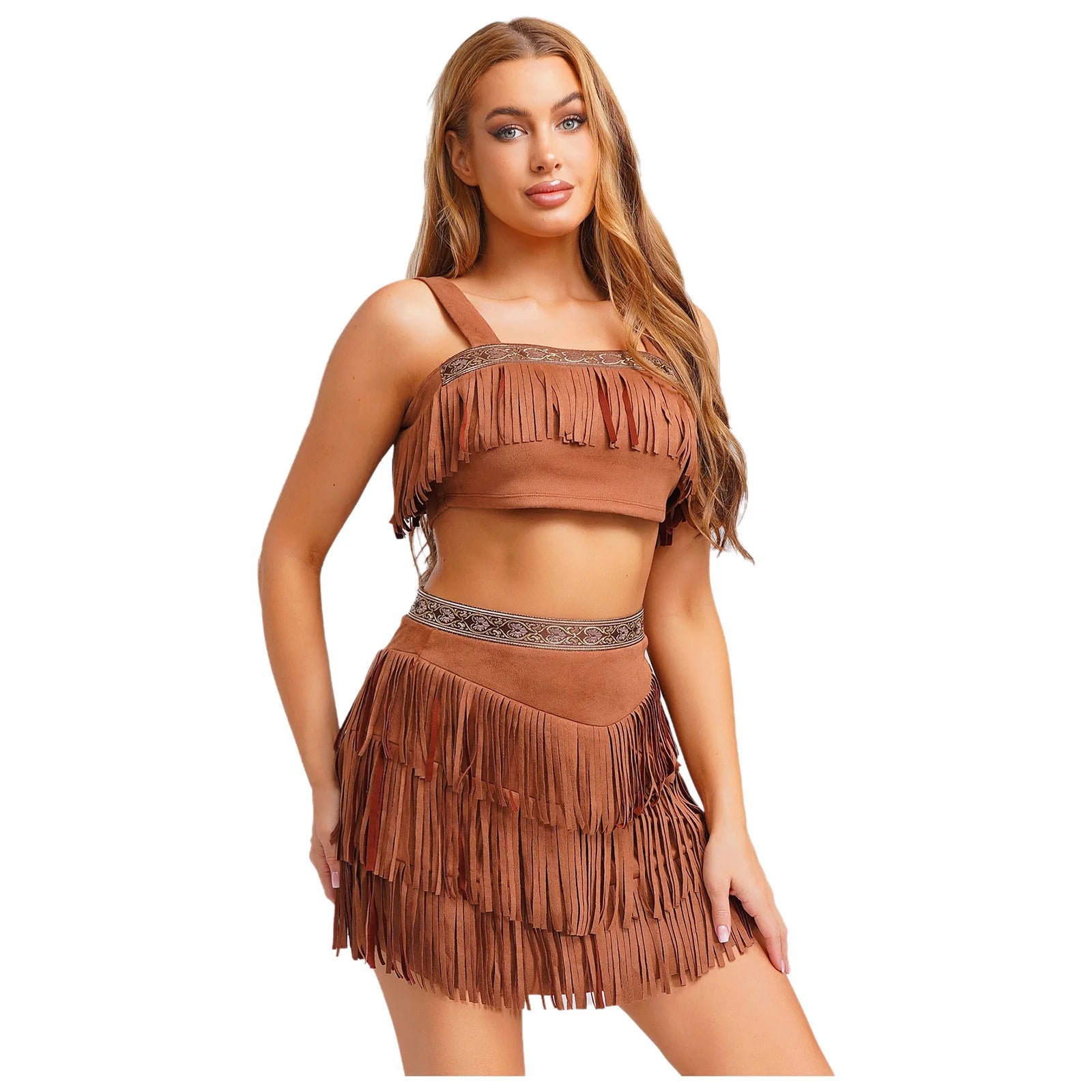 Womens Indian Indigenous Halloween Costumes Halloween Native American Jungle Savage Hunter Native Princess Cosplay Party Outfits