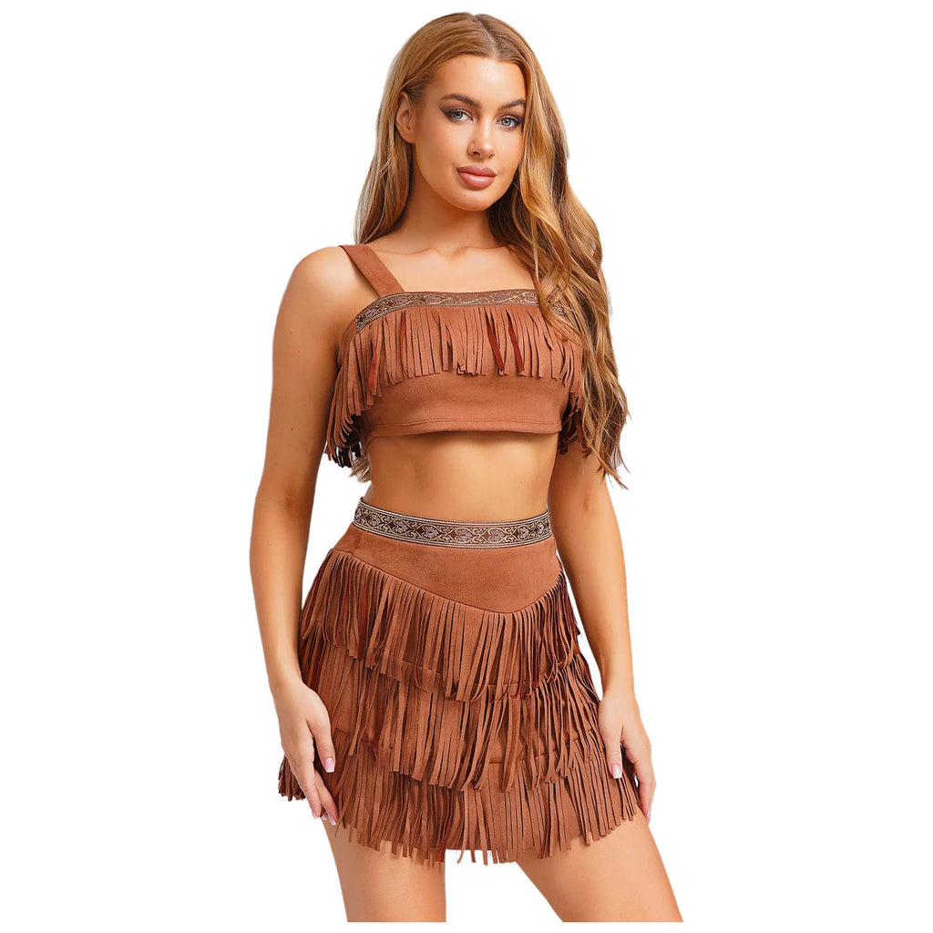 Womens Indian Indigenous Halloween Costumes Halloween Native American Jungle Savage Hunter Native Princess Cosplay Party Outfits