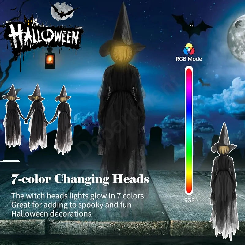 Halloween Decorations Outdoor Large Light up Holding Hands Witches Witch Decorations for Outdoor Garden Yard Lawn Haunted House