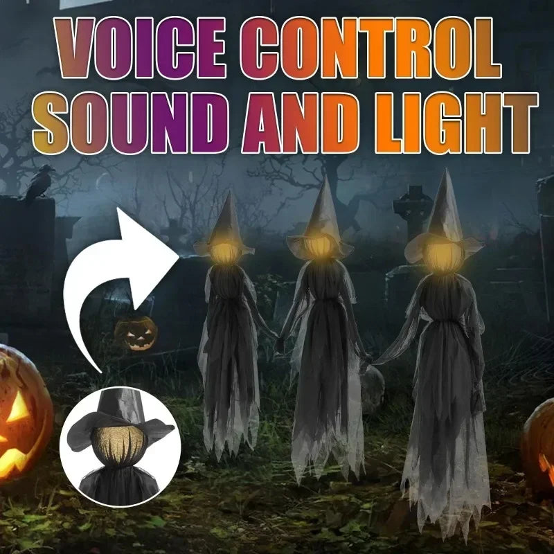Halloween Decorations Outdoor Large Light up Holding Hands Witches Witch Decorations for Outdoor Garden Yard Lawn Haunted House