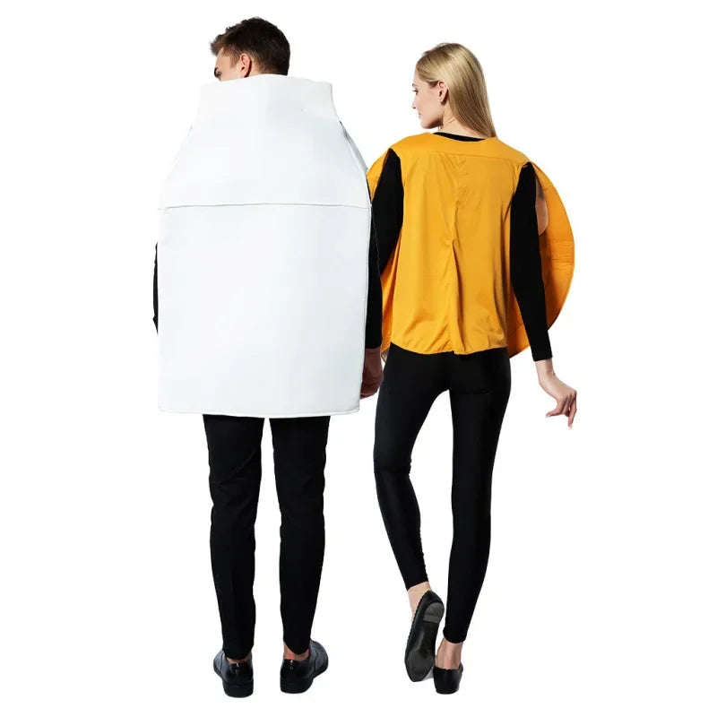 2pcs Halloween Couple Play Costume Milk Cookie Set Bar Party Stage Show Food Costume # 1 # W.