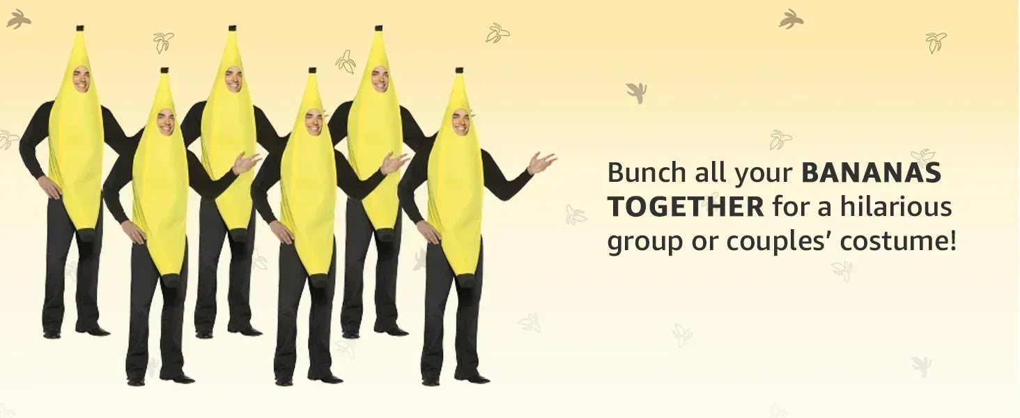 Halloween Banana Costume Funny Couple Outfit for Adults and Kids Fruit Vegetable Cosplay Fancy Dress for Carnival Party Decor