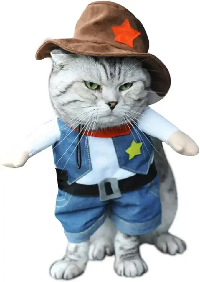 Funny Pet Dog Cat Halloween Costume Pet Clothes Gift Dog Cowboy Clothes Pet Dog Costumes for Small Dogs Cosplay Cat Accessories