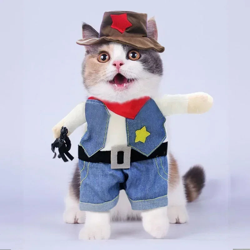 Funny Pet Dog Cat Halloween Costume Pet Clothes Gift Dog Cowboy Clothes Pet Dog Costumes for Small Dogs Cosplay Cat Accessories