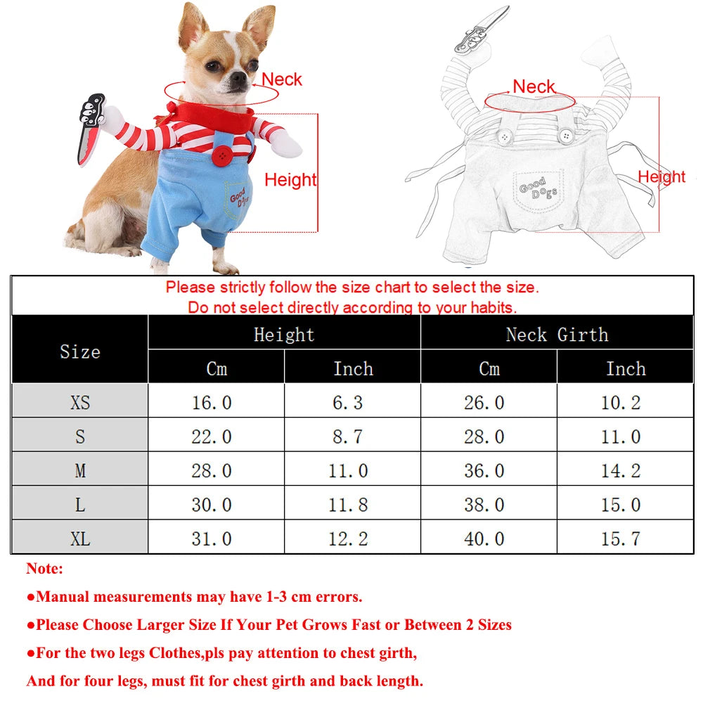 Funny Halloween Pet Costumes Puppy Holiday Party Dress Up Apparel With Knife Suitable For Small Large Dogs Cats Sphynx Labradors