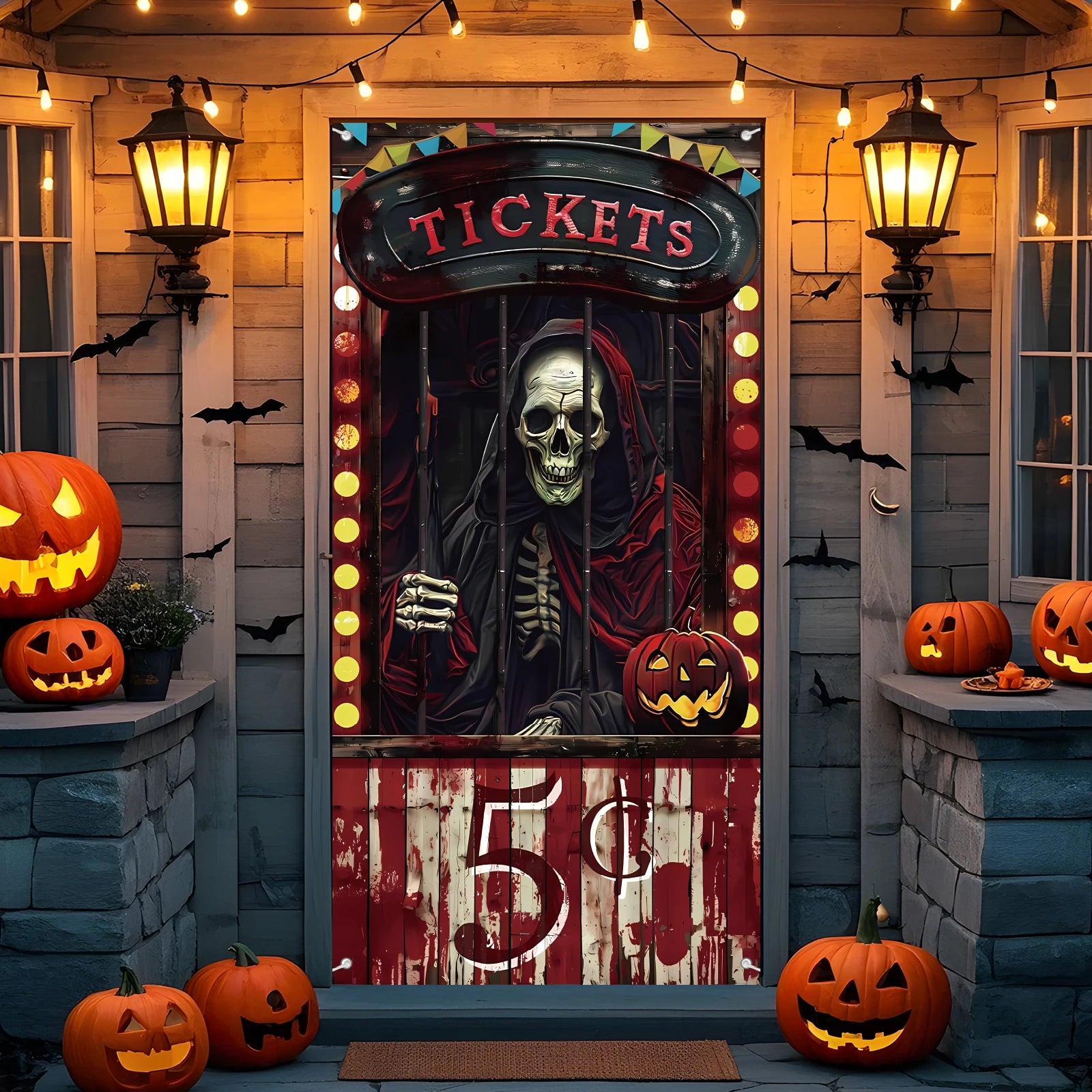 Halloween Door Decorations Halloween Door Cover Evil Circus Bloody Backdrop Creepy Banner Party Supplies Sign Carnival Front
