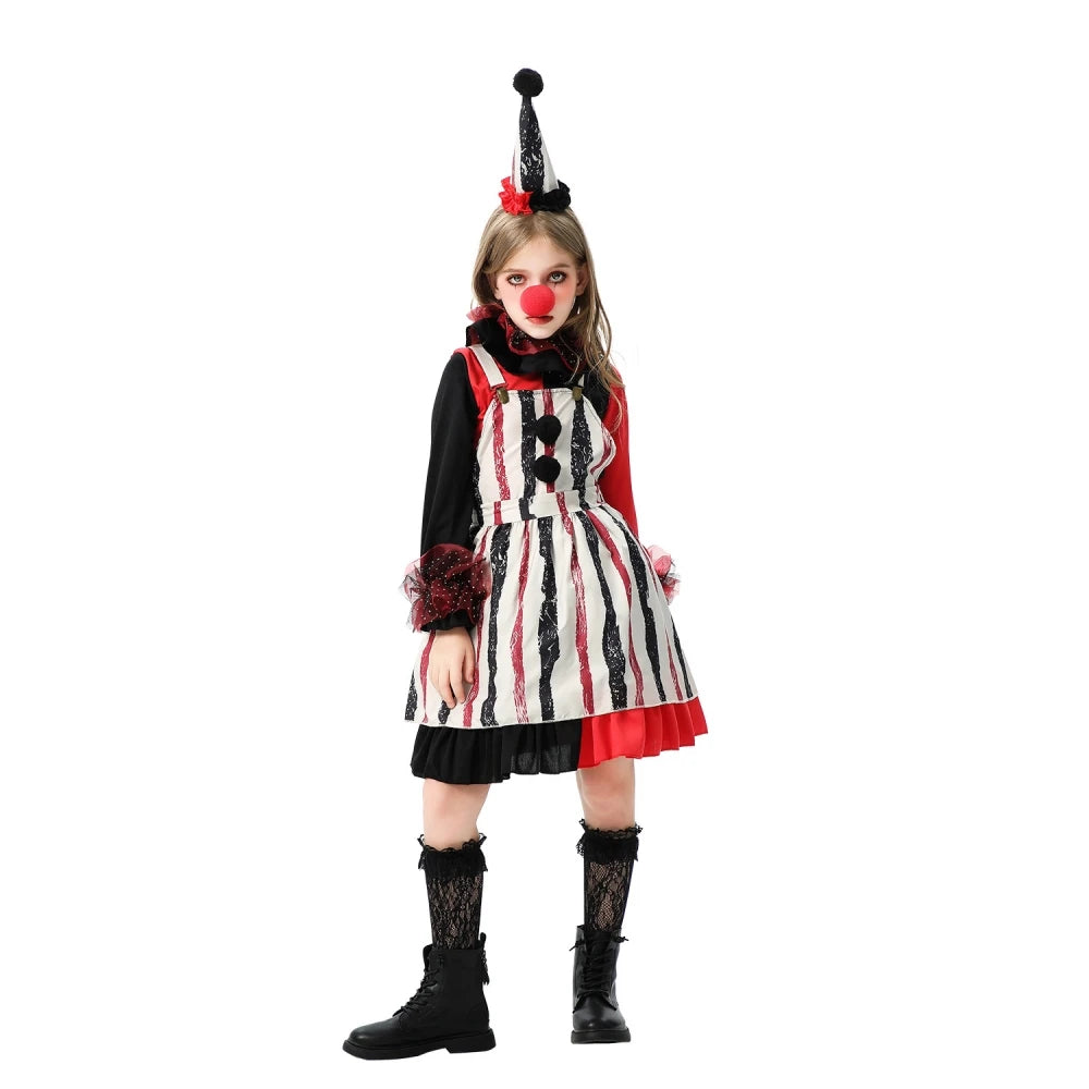 Halloween children's costume; funny dress-up clothes; horror doll; soul-stealing clown outfit; little girl's carnival dress