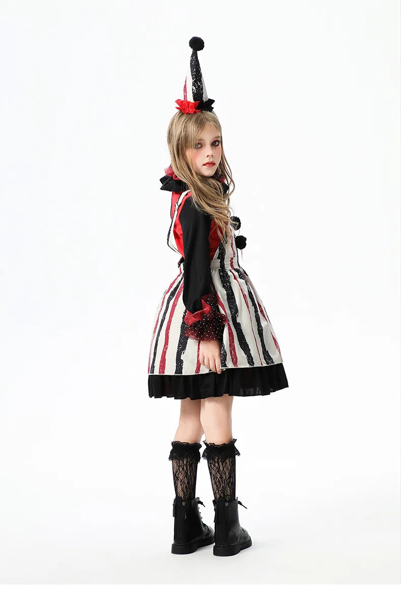 Halloween children's costume; funny dress-up clothes; horror doll; soul-stealing clown outfit; little girl's carnival dress