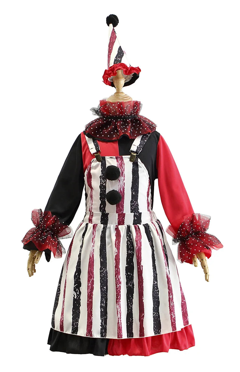 Halloween children's costume; funny dress-up clothes; horror doll; soul-stealing clown outfit; little girl's carnival dress