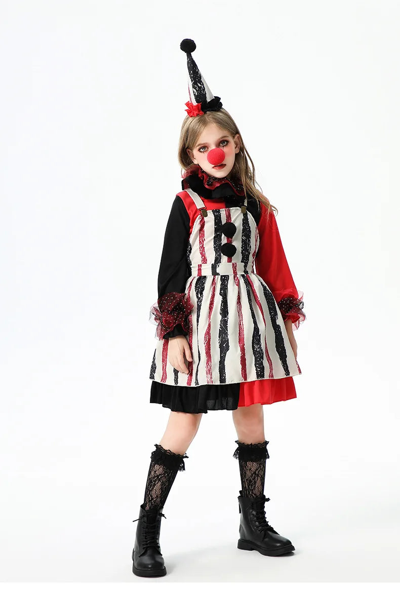 Halloween children's costume; funny dress-up clothes; horror doll; soul-stealing clown outfit; little girl's carnival dress