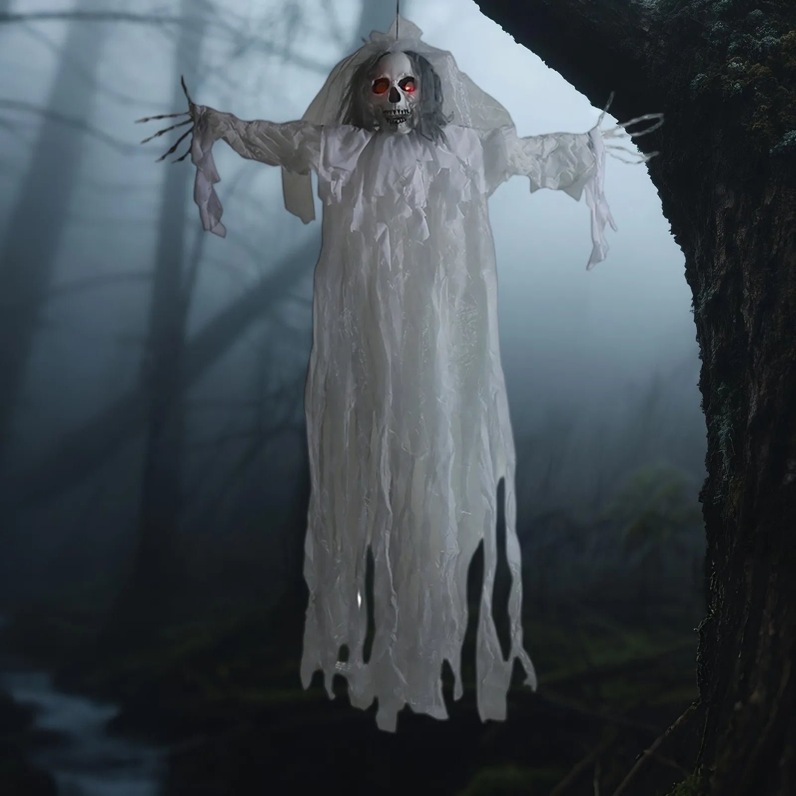 Halloween Decorations Hanging Ghost Decorations Props Scary Halloween Hanging Skeleton Flying Ghost for Outdoor Indoor Home Yard