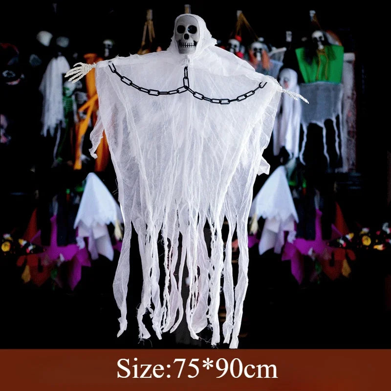 Halloween Outdoor Decoration Skull Gauze Hanging Ghost Skull Pendant Bar Haunted House Secret Room Scene Layout Horror Props