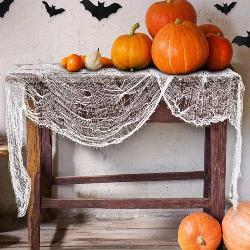 Horror Halloween Party Decoration Haunted Houses Doorway Outdoors Decorations White Creepy Cloth Scary Gauze Gothic Props