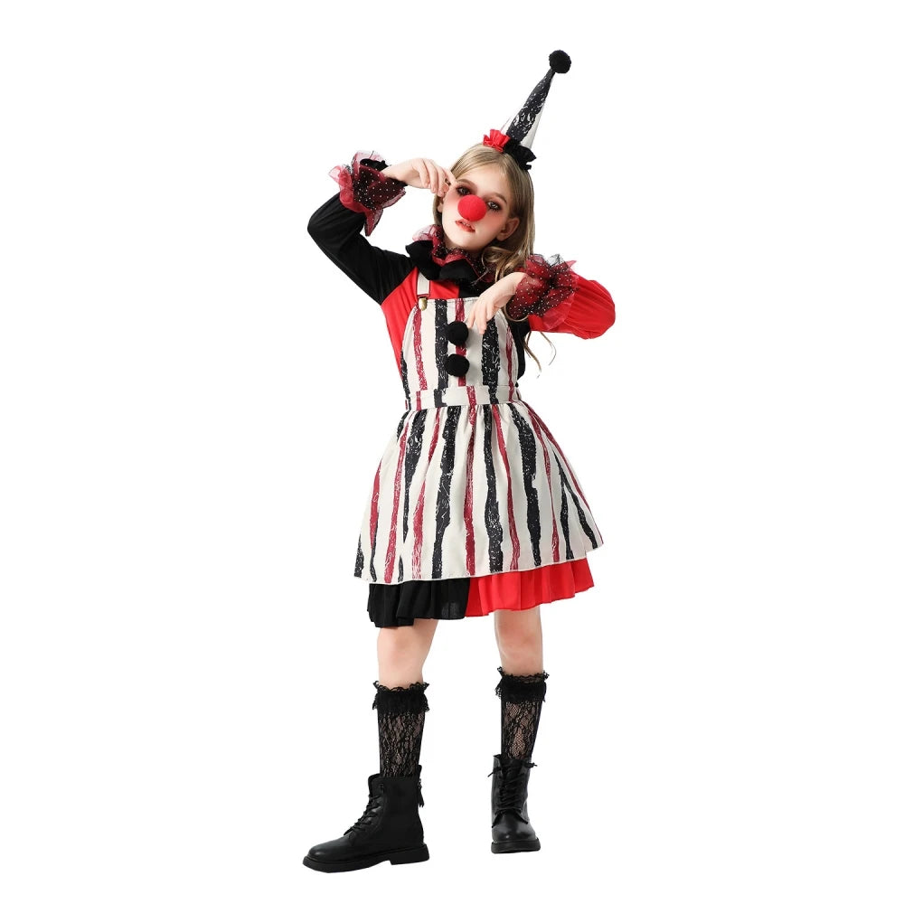 Halloween children's costume; funny dress-up clothes; horror doll; soul-stealing clown outfit; little girl's carnival dress