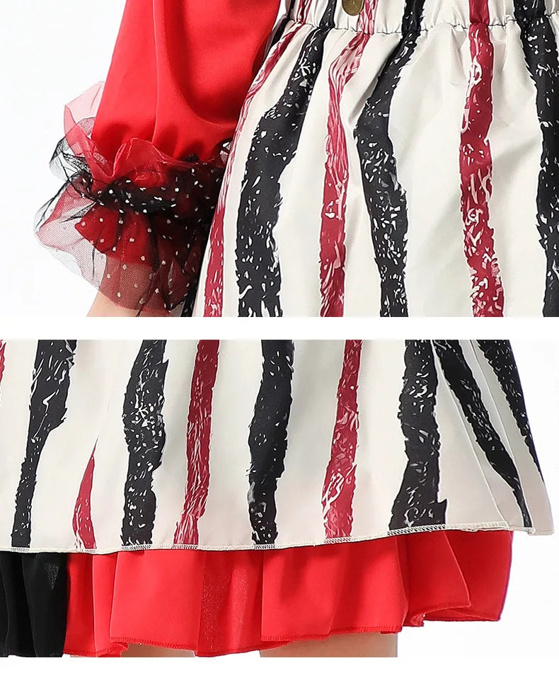 Halloween children's costume; funny dress-up clothes; horror doll; soul-stealing clown outfit; little girl's carnival dress
