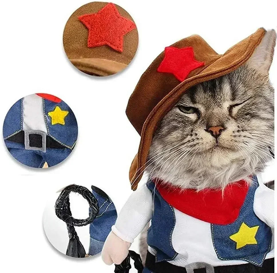 Funny Pet Dog Cat Halloween Costume Pet Clothes Gift Dog Cowboy Clothes Pet Dog Costumes for Small Dogs Cosplay Cat Accessories